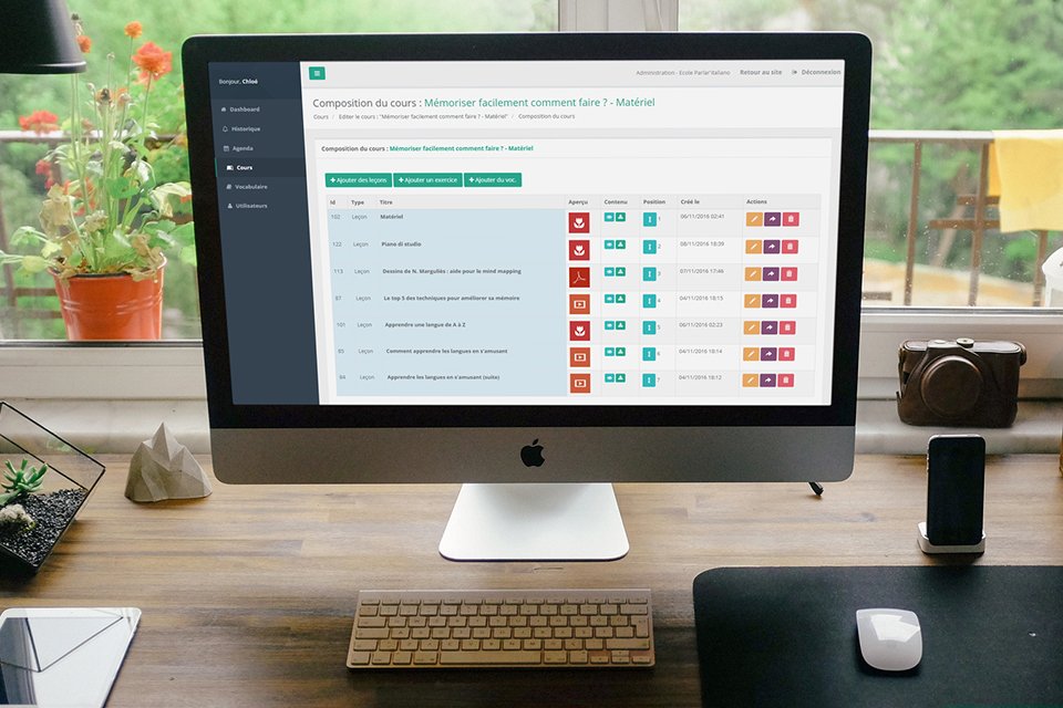 Plateforme de l'école Parlar'italiano