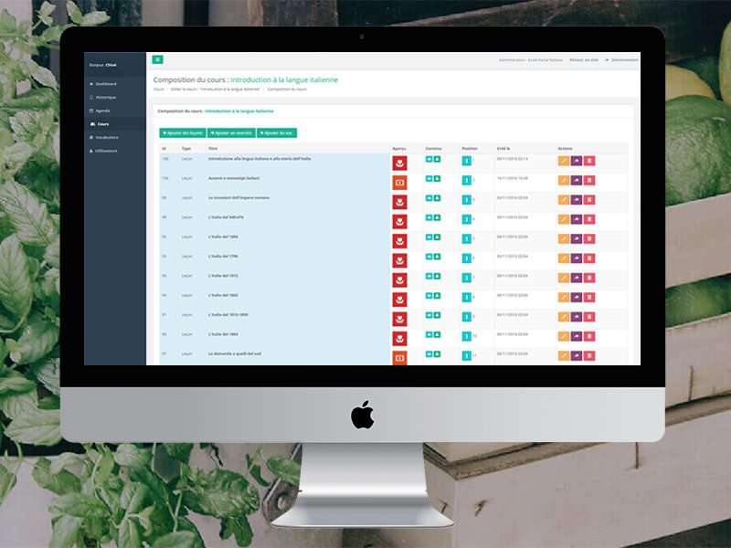 Interface d'administration Extranet